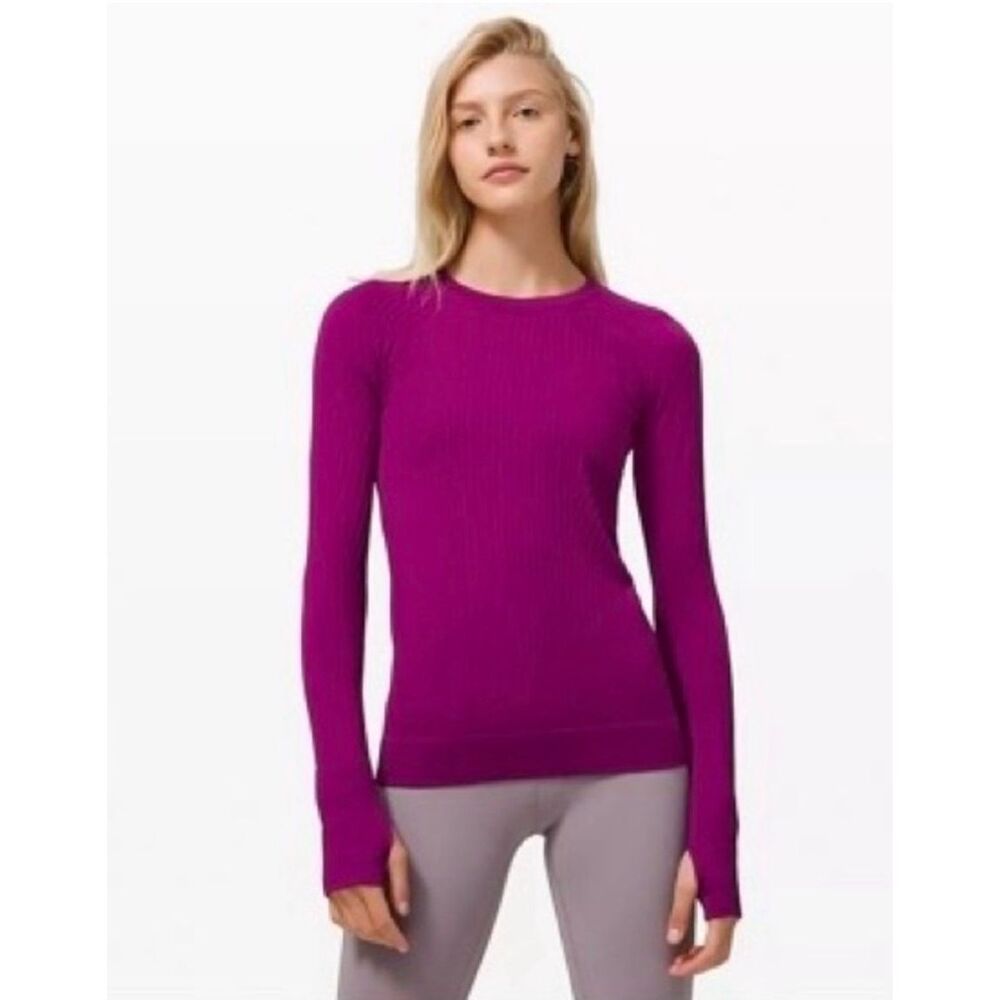 Lululemon Rest Less Pullover Magenta Ribbed Women’s Size 8